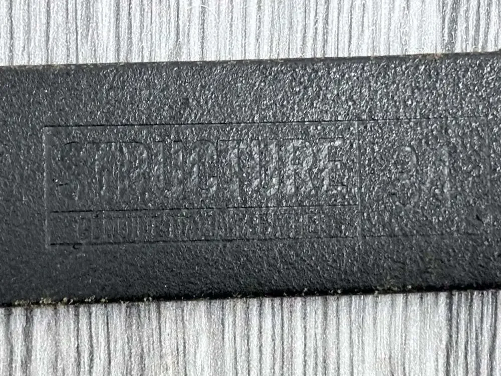 Structure Genuine Italian Leather Belt Black Silver Hardware